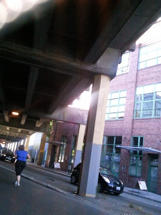Jogging under the viaduct